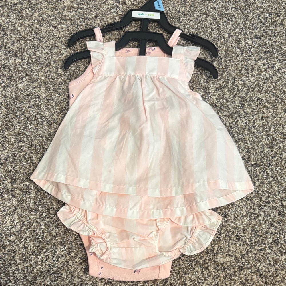 Carter's Pink and White Striped Baby Dress & Bloomer Set